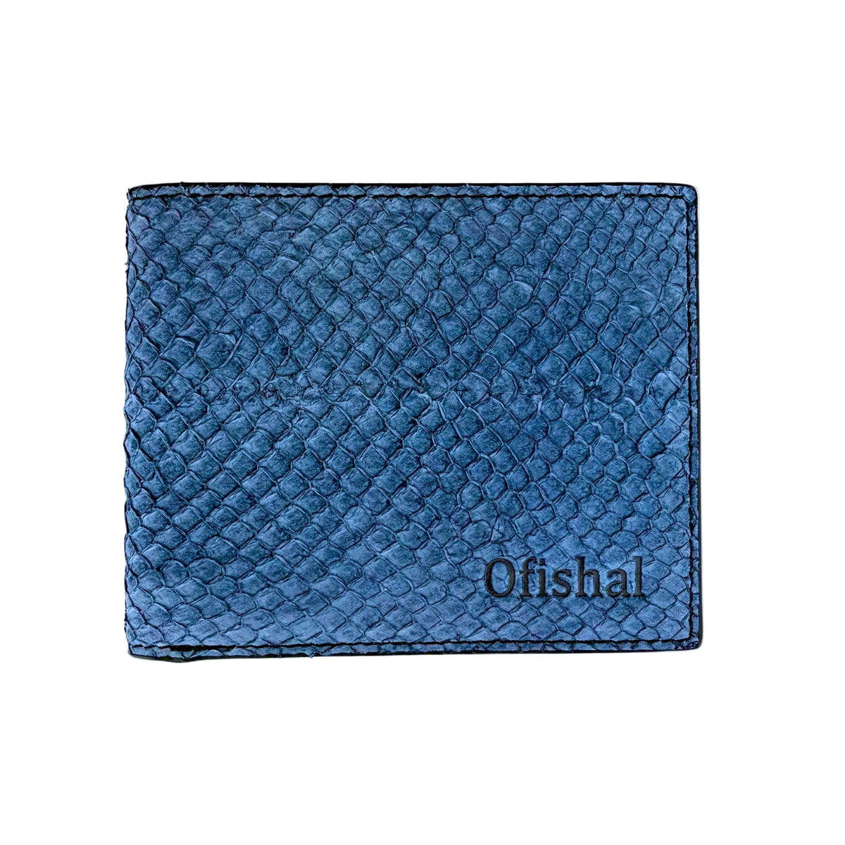 Fish leather wallet showing natural scale texture