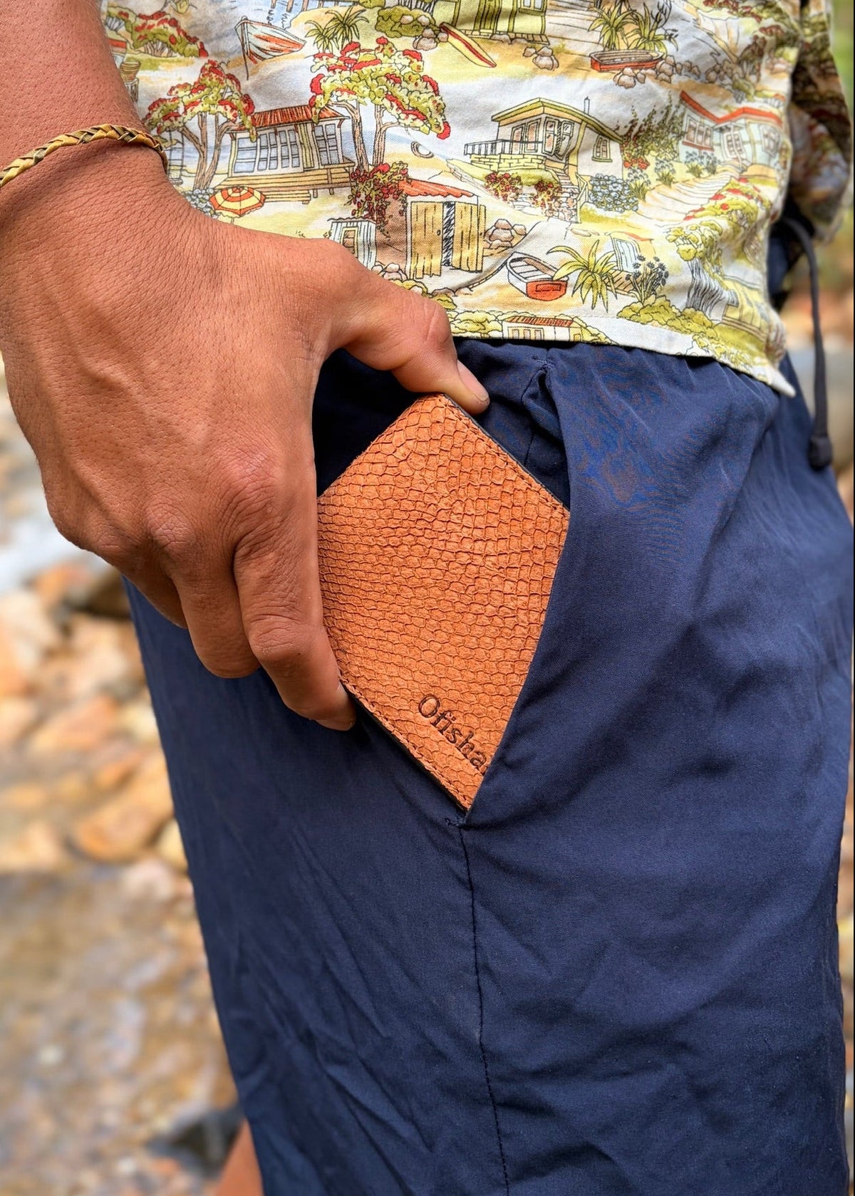 Fish leather bifold wallet, a gift for fishermen